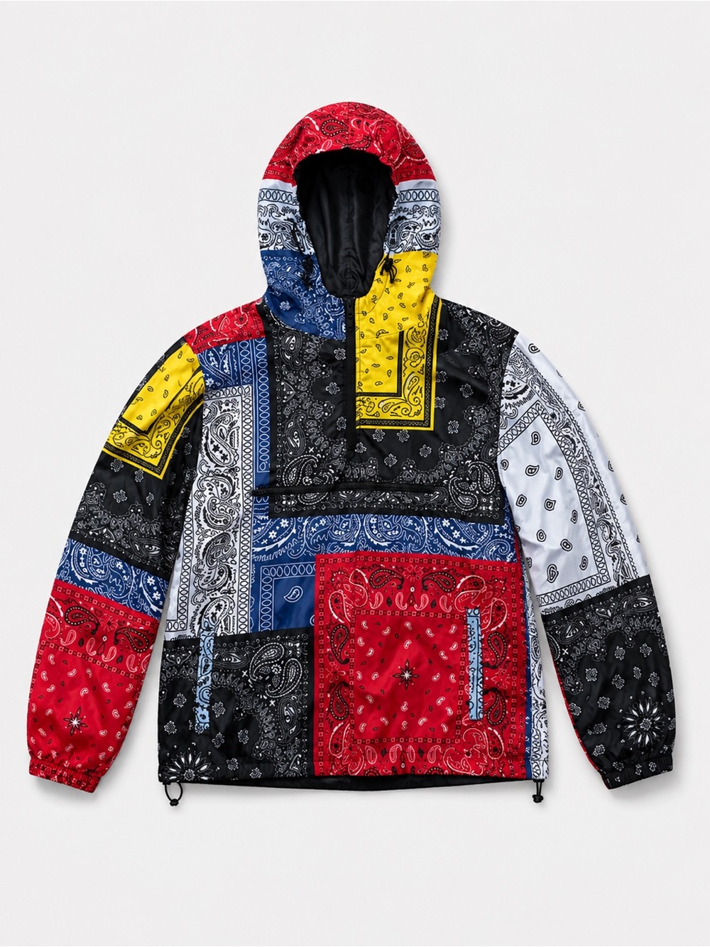 Men's Multicolor Bandana Patch Windbreaker Jacket